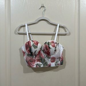 Kaylee Kollection crop top. Rose and butterfly design.